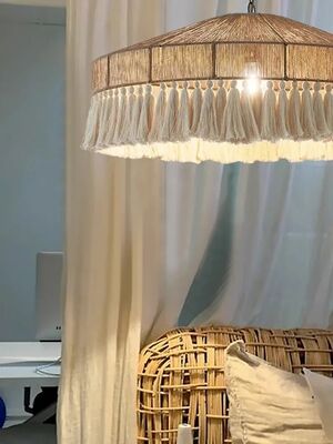 Nordic Living Room Bedroom Restaurant Chandelier Retro Wabi Sabi Rattan Handmade Pendant Lights (WH-VP-341)