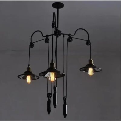 Black Iron Hanging Lamp Industrial Style Vintage Chandelier Pulley Ceiling Lamp (WH-VP-347)