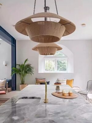 Wabi Sabi Style Japanese Simple Creative Living Room Dining Room Homestay Handmade Woven  Rope Lamp Retro Pendant Light (WH-VP-355)