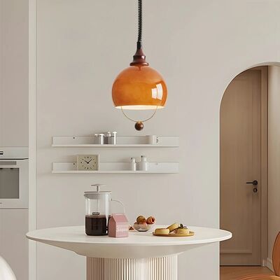 Antique Walnut Color Retractable Dining Room Light Wabi Sabi Style Retro Pendant Lamp LED Bedside Lamp (WH-VP-357)