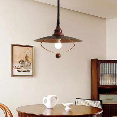 Antique Walnut Color Retractable Dining Room Light Wabi Sabi Style Retro Pendant Lamp LED Bedside Lamp (WH-VP-357)