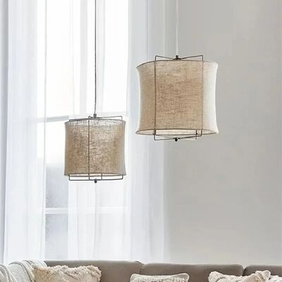 Retro Counter Handmade Art Bedroom Lamps Wabi Sabi Style Cotton Linen Fabric Pendant Lamp (WH-VP-358)