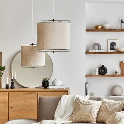 Retro Counter Handmade Art Bedroom Lamps Wabi Sabi Style Cotton Linen Fabric Pendant Lamp (WH-VP-358)