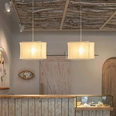 Retro Counter Handmade Art Bedroom Lamps Wabi Sabi Style Cotton Linen Fabric Pendant Lamp (WH-VP-358)