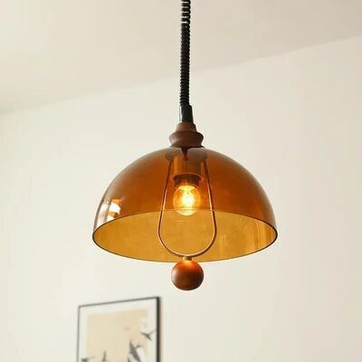 Wabi Sabi Amber Shades Hanging Chandelier Light American Retro Lift E27 Pendant Lamp (WH-VP-361)
