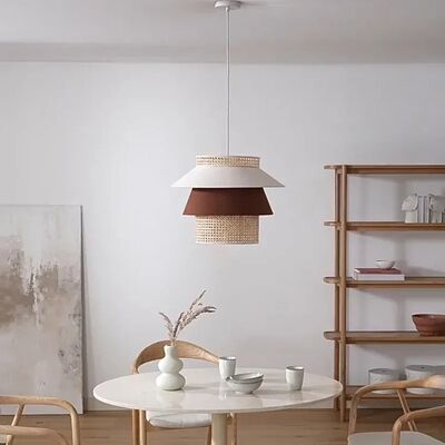 Bedroom Dining Room Hanging Lamp Retro Wabi Sabi Wind Rattan E27 Led Pendant Light (WH-VP-362)