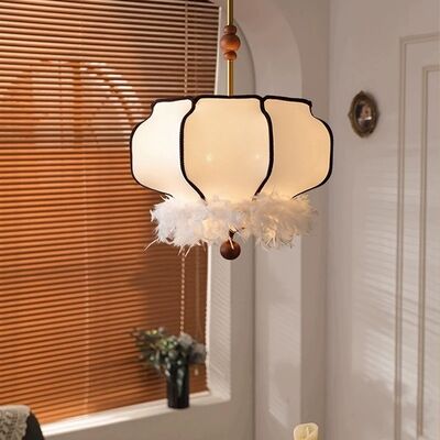 Living Dining Room Bar Led Pendant Lamp French Vintage Wabi Sabi Fabric Chandelier (WH-VP-363)