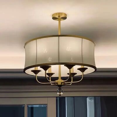 Living Room Bedroom Golden Chandeliers Restaurant Dining Room Hanging Lamp Vintage Fabric Pendant Lights  (WH-VP-367)