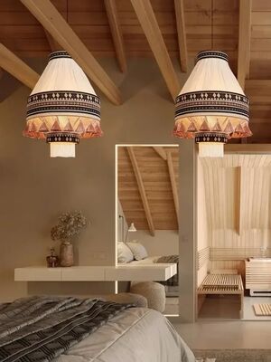 Boho Cotton Rope Hanging Lamps Homestay Shop Living Room LED Chandeliers Vintage Tassels Pendant Lights  (WH-VP-368)