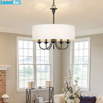 American Fabric Shade Chandelier Rustic Vintage Minimalist Fabric Pendant Lamp Retro Fabric Hanging Lighting (WH-VP-369)
