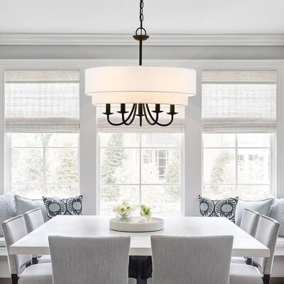 American Fabric Shade Chandelier Rustic Vintage Minimalist Fabric Pendant Lamp Retro Fabric Hanging Lighting (WH-VP-369)