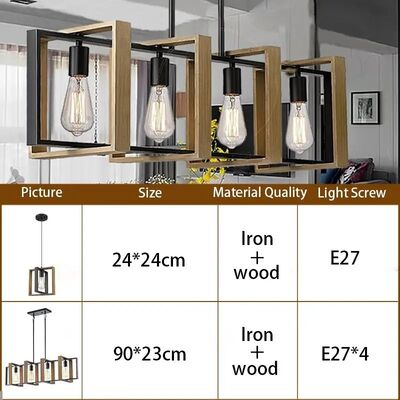 Solid Wood Iron Hanging Lamp Vintage Industrial Style Pendant Light (WH-VP-373)