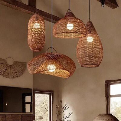 restaurant bar Hanging light dining room Bedroom wabi sabi Japanese rattan pendant light(WH-WP-95)