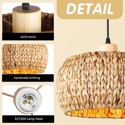 Bedroom Bedside Light Decors Home Vintage Bamboo Rattan Woven LED Pendant Light(WH-WP-118)