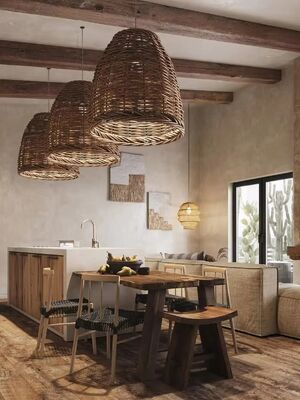 Kitchen Pendant Lamp Resort Hotel American Natural Handmade Real Rattan Pendant Lamp(WH-WP-119)