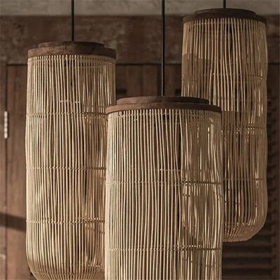 Restaurant Lighting Living Room led Wabi-sabi solid wood lamp Vitage rattan pendant light(WH-WP-121)