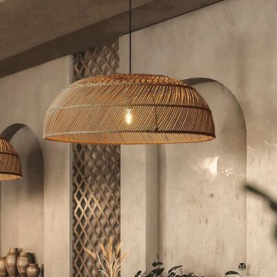 Rural Pastoral Lamps Dining Room Handmade Vintage Southeast Asian Semicircle Rattan Lamp(WH-WP-122)