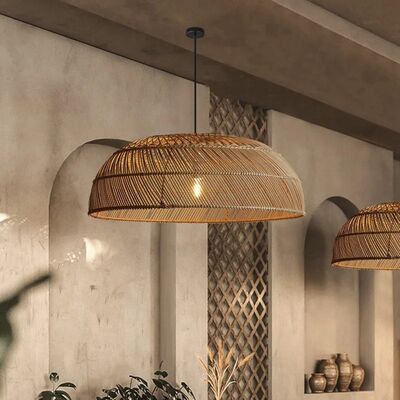 Rural Pastoral Lamps Dining Room Handmade Vintage Southeast Asian Semicircle Rattan Lamp(WH-WP-122)