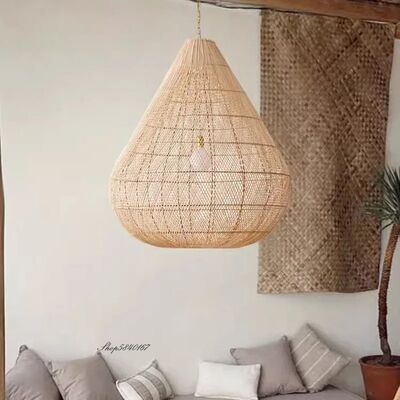 Lobby Chandelier Lighting Fixture Dining Room Hotel Hand-woven Natural Rattan Pendant Light(WH-WP-126)
