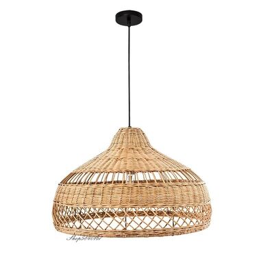 Dining Room Light Fixture Decoration Living Room E27 Rattan Chinese Style Pendant Lights(WH-WP-127)