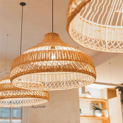 Dining Room Light Fixture Decoration Living Room E27 Rattan Chinese Style Pendant Lights(WH-WP-127)