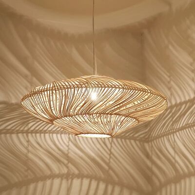 Restaurant Lights Living Room Suspension Creative UFO Shades Rattan Pendant Lights(WH-WP-128)