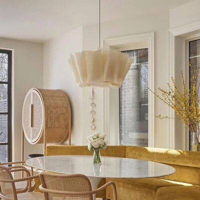 Suspend Lamp Fixtures Dining Room Minimalism E27 Wabi Sabi Handmade Fabric Pendant Lights(WH-WP-131)