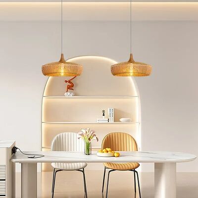 Dining Table Lighting Fixtures Bedroom Home Retro Art Designer Led Wooden Pendant Light(WH-WP-140)