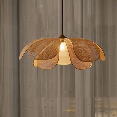 Restaurant Lighting Living Room Parlor Bar Decor Japanese Wicker Art Petal Pendant Light(WH-WP-141)