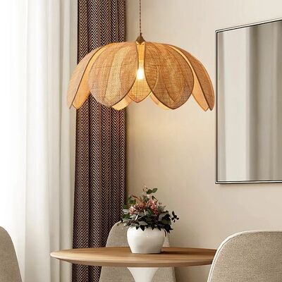 Restaurant Lighting Living Room Parlor Bar Decor Japanese Wicker Art Petal Pendant Light(WH-WP-141)