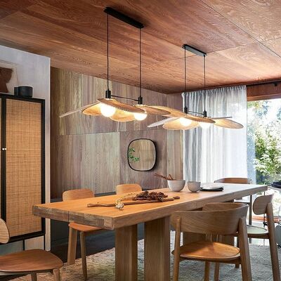 Restaurant Lighting Living Room Parlor Bar Decor Japanese Wicker Art Petal Pendant Light(WH-WP-141)