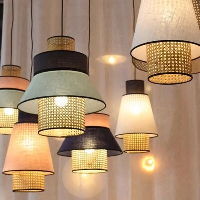 dining table lights creative design simple Japanese wabi-sabi style rattan pendant lights(WH-WP-147)