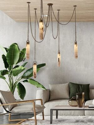 Marble Design Gold Chrome Dimmable LED Hanging Lamps Flint Multi Light Pendant（WH-AP-618）