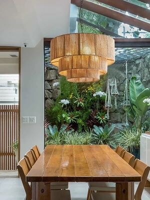 Nordic Wabi Sabi Led Pendant Lights Decoration Home E27 Rattan Chandelier Three Tier Jute Chandelier（WH-AP-638）