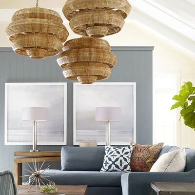 Antibes Grande Chandelier wabi sabi Rattan woven lantern light（WH-AP-641）