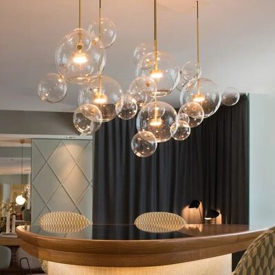 Modern Clear Glass Pendant Light Living Room Bubble Glass Hanging Lamp （WH-AP-670）
