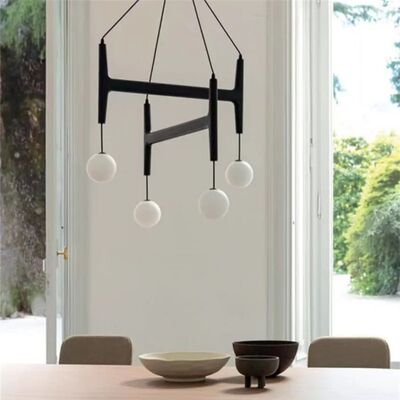 Retro Multi Head glass chandelier ASTRA Wood Pendant Light (WH-GP-180)