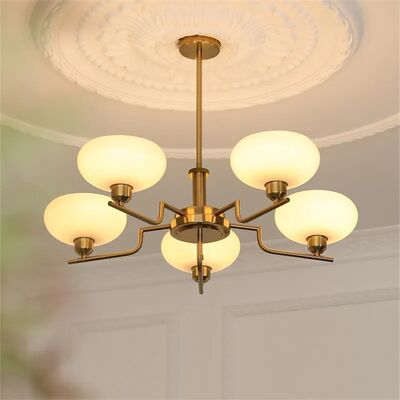 Mid century Bauhaus Chandeliers French Cream white glass Pendant lamp (WH-GP-189)