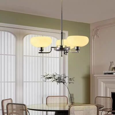 Mid century Bauhaus Chandeliers French Cream white glass Pendant lamp (WH-GP-189)