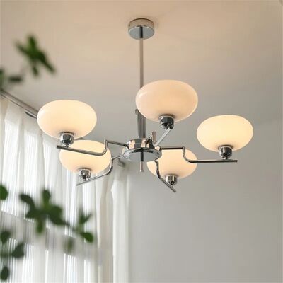 Mid century Bauhaus Chandeliers French Cream white glass Pendant lamp (WH-GP-189)