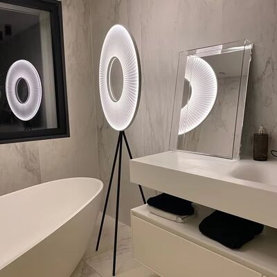 Bedroom Bedside Standing Light Home Decor Art Round Halo Fabric Pleats Led Floor Lamp(WH-MFL-196)