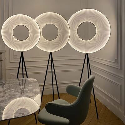 Bedroom Bedside Standing Light Home Decor Art Round Halo Fabric Pleats Led Floor Lamp(WH-MFL-196)
