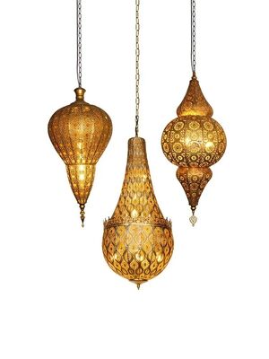 Southeast Asia Gold Lustre Iron Art Hanging Lamp Moroccan Retro Vintage Industrial Hanging Lamp(WH-DC-70)