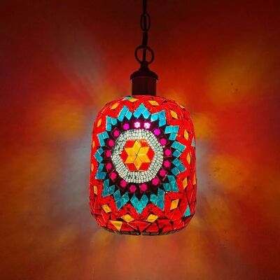 Bohemia Turkish Mosaic Lamp Handmade Stained Glass Sconce Bar Restaurant Retro Vintage Mediterranean LED Hanging Light (WH-DC-80)