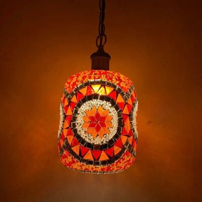 Bohemia Turkish Mosaic Lamp Handmade Stained Glass Sconce Bar Restaurant Retro Vintage Mediterranean LED Hanging Light (WH-DC-80)
