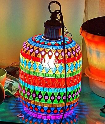 Bohemia Turkish Mosaic Lamp Handmade Stained Glass Sconce Bar Restaurant Retro Vintage Mediterranean LED Hanging Light (WH-DC-80)