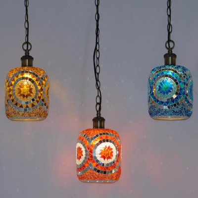 Bohemia Turkish Mosaic Lamp Handmade Stained Glass Sconce Bar Restaurant Retro Vintage Mediterranean LED Hanging Light (WH-DC-80)