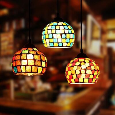 LED Colorful Glass Hanging Lamp Morocco Decor Turkish Mosaic Lamps (WH-DC-86)