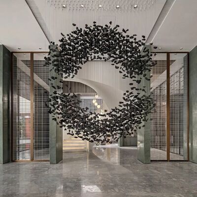 Black Art Luxury Stone Crystal Chandelier Staircase Modern Cristal LED Hanging Lamp  (WH-NC-146)