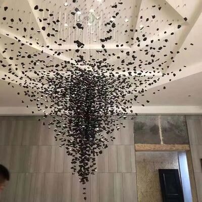 Black Art Luxury Stone Crystal Chandelier Staircase Modern Cristal LED Hanging Lamp  (WH-NC-146)